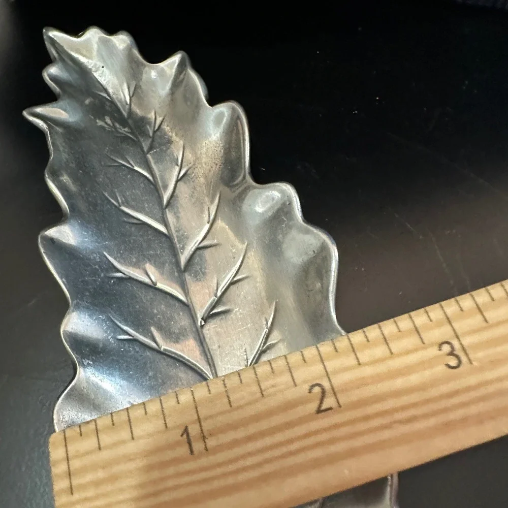 JD Estanhos Portugal Pewter Holly Leaf Trinket Candy‎ Dish Vintage 95% Sn 8.5in